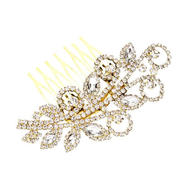Marquise Stone Accented Wedding Bridal Rhinestone Hair Comb - Luzilly Bridal & Apparel