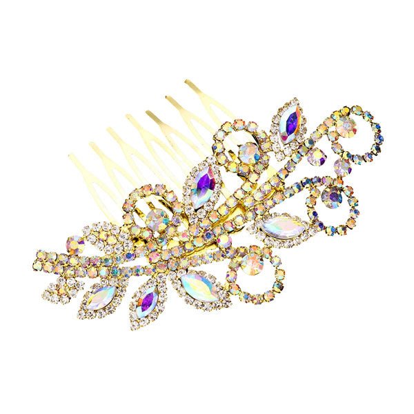 Marquise Stone Accented Wedding Bridal Rhinestone Hair Comb - Luzilly Bridal & Apparel