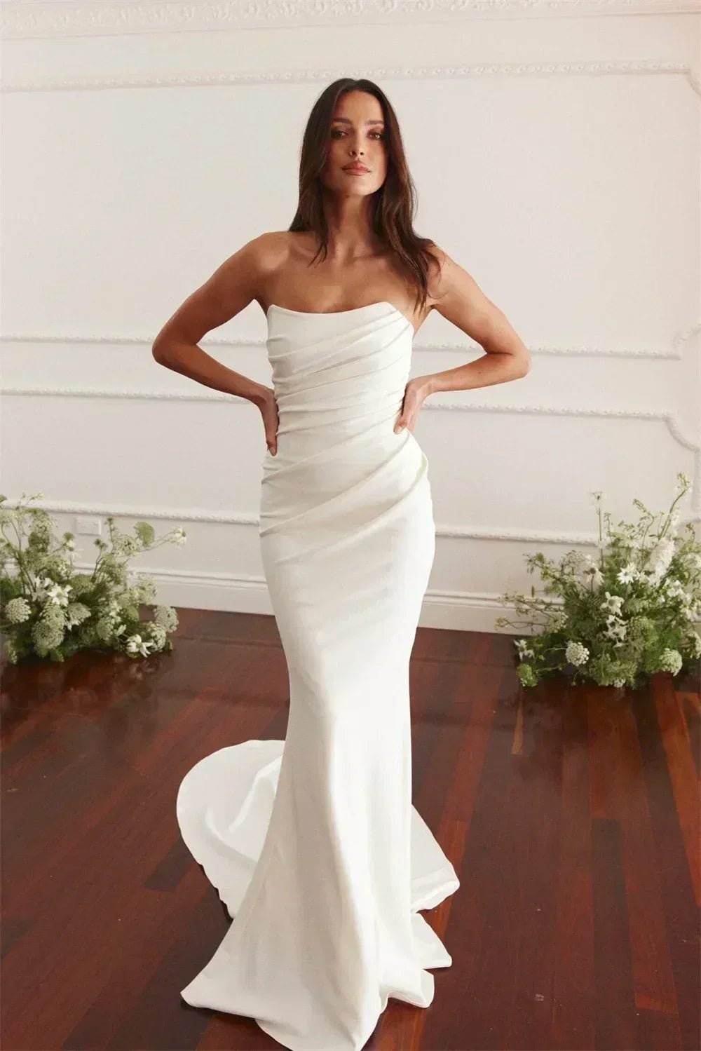Maternity Mermaid Wedding Dress | Silk Satin Gown -femstylo - Luzilly Bridal & Apparel