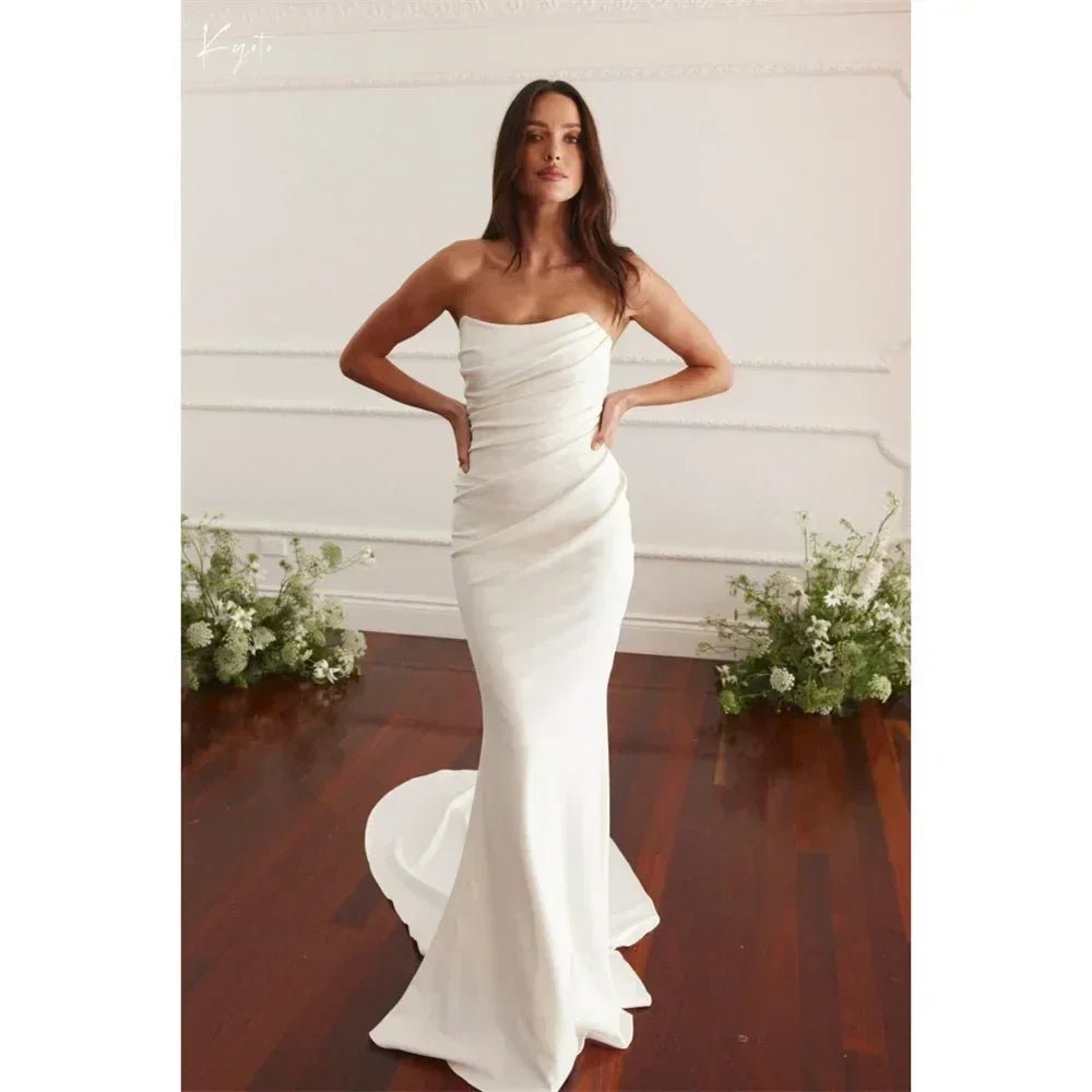 Maternity Mermaid Wedding Dress | Silk Satin Gown -femstylo - Luzilly Bridal & Apparel