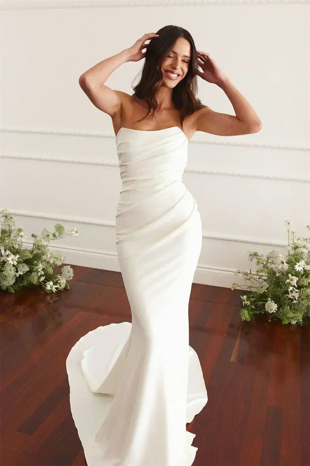 Maternity Mermaid Wedding Dress | Silk Satin Gown -femstylo - Luzilly Bridal & Apparel