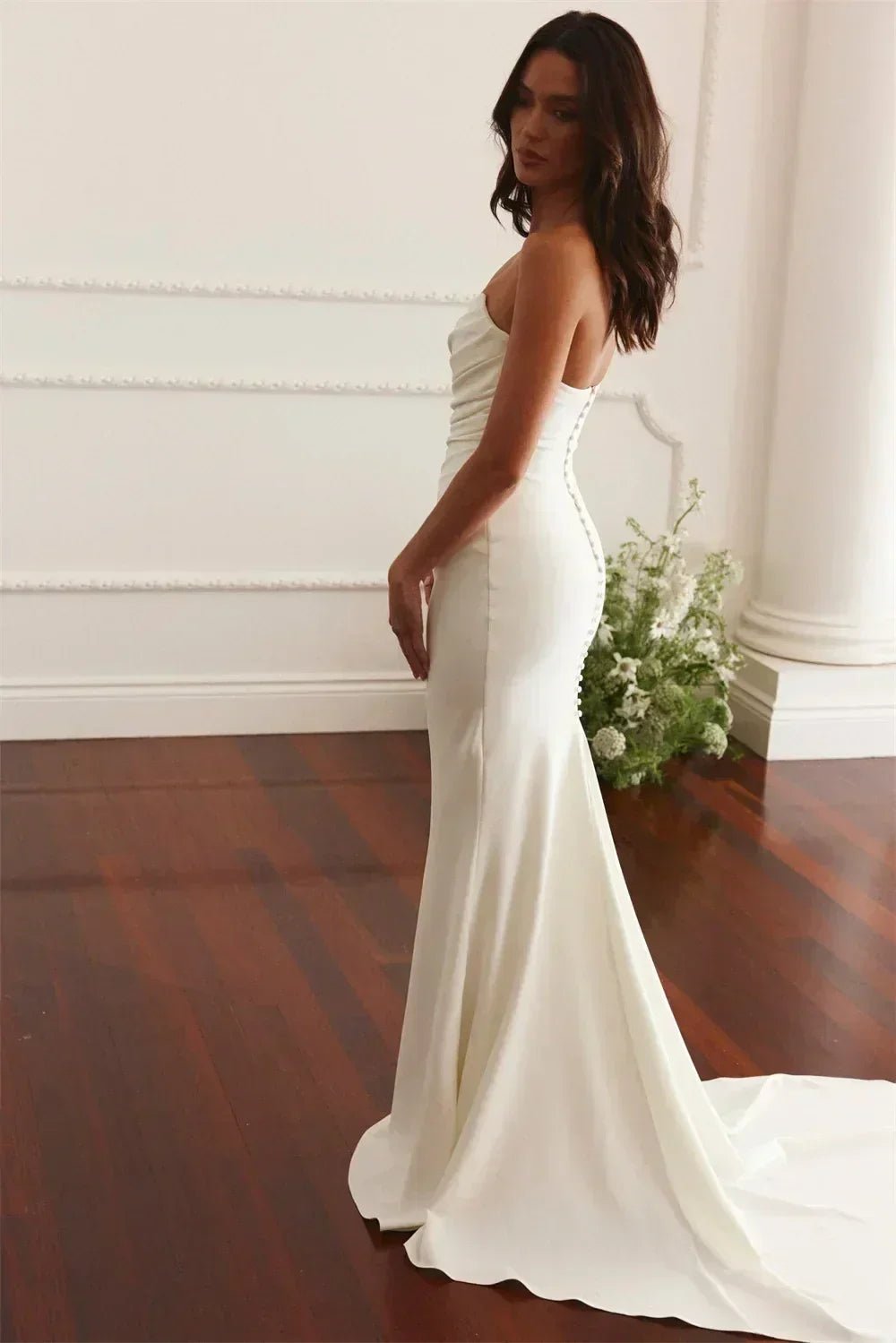 Maternity Mermaid Wedding Dress | Silk Satin Gown -femstylo - Luzilly Bridal & Apparel