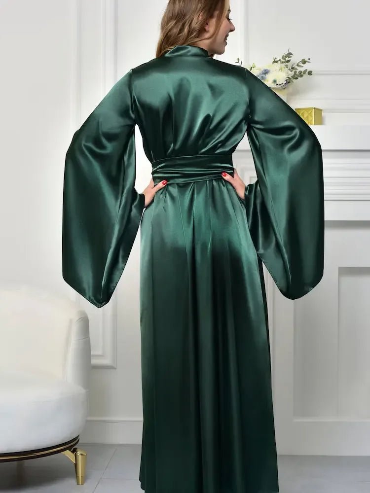 Maxi Satin Kimono Bridal Robe - Luzilly Bridal & Apparel