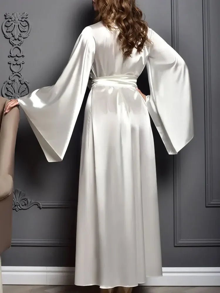 Maxi Satin Kimono Bridal Robe - Luzilly Bridal & Apparel