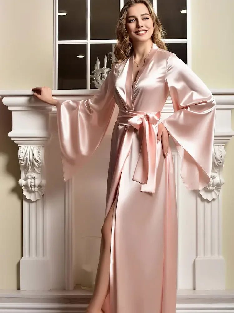 Maxi Satin Kimono Bridal Robe - Luzilly Bridal & Apparel