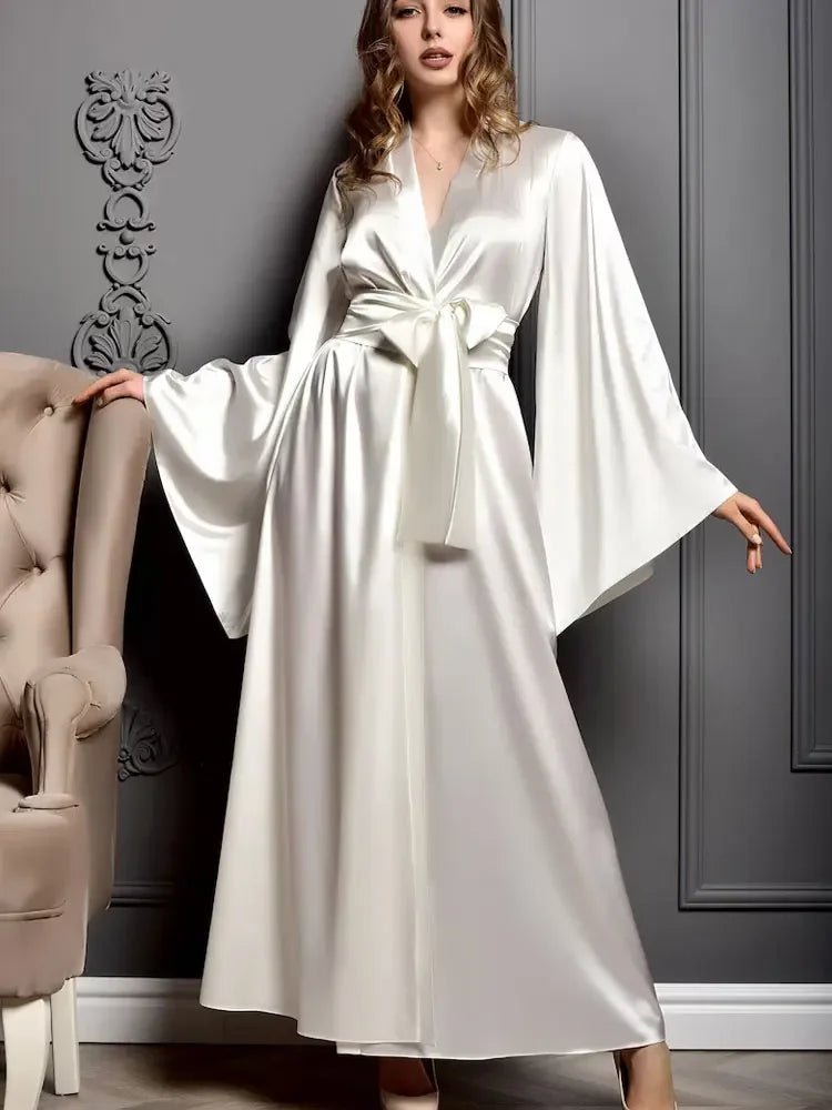Maxi Satin Kimono Bridal Robe - Luzilly Bridal & Apparel