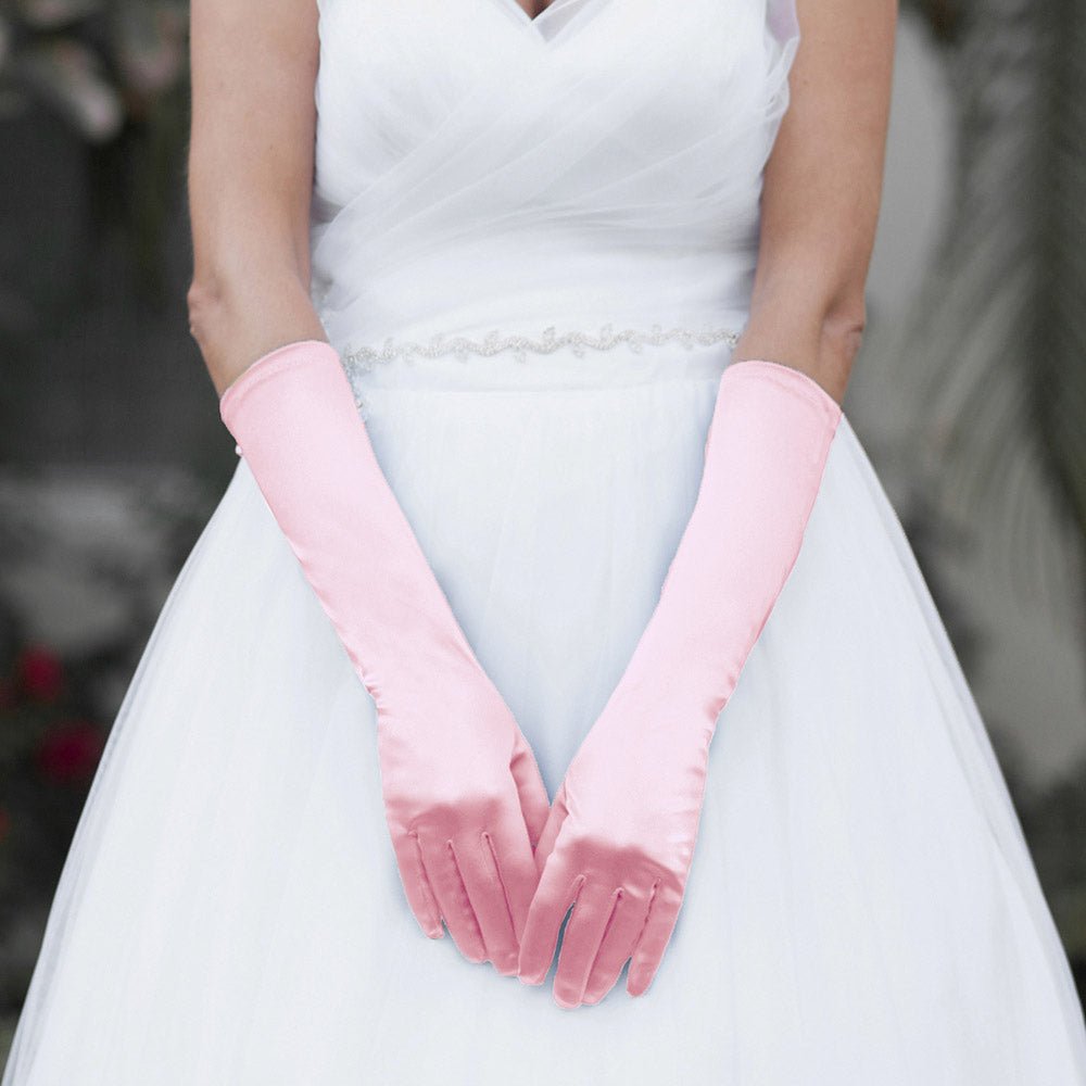 Medium Satin Wedding Gloves - Luzilly Bridal & Apparel