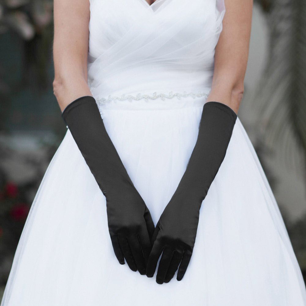 Medium Satin Wedding Gloves - Luzilly Bridal & Apparel