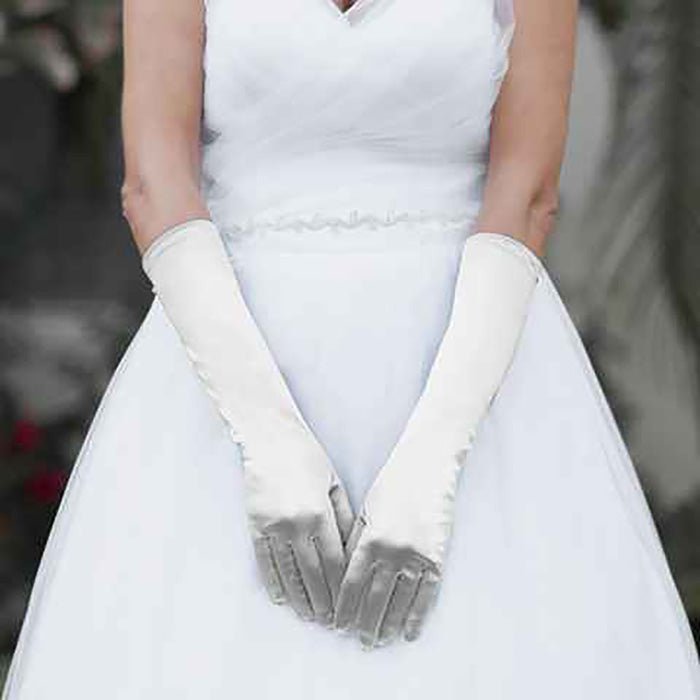 Medium Satin Wedding Gloves - Luzilly Bridal & Apparel