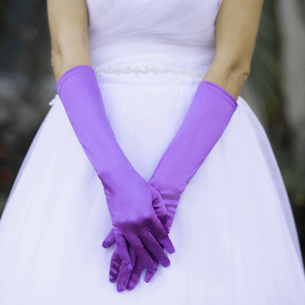 Medium Satin Wedding Gloves - Luzilly Bridal & Apparel
