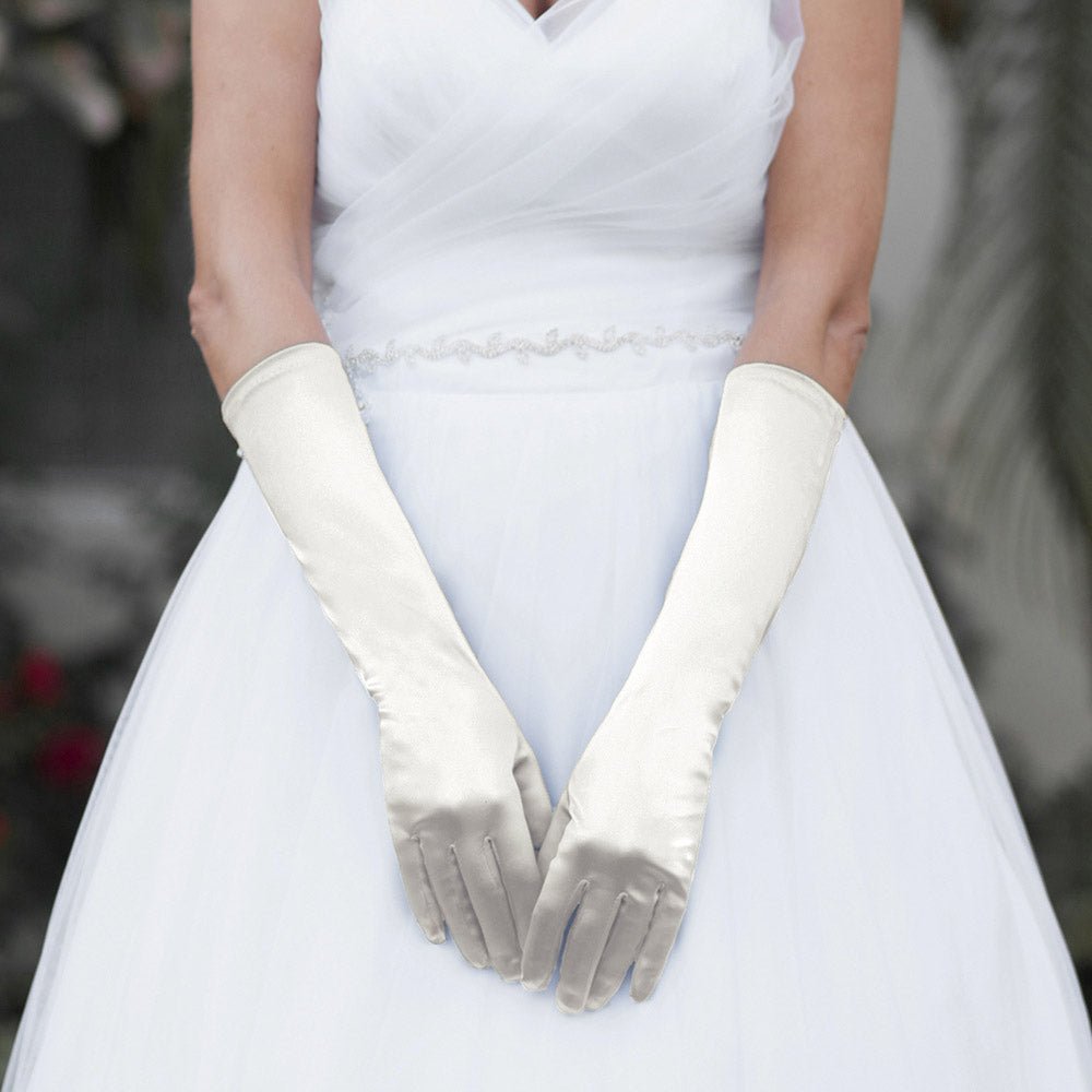 Medium Satin Wedding Gloves - Luzilly Bridal & Apparel