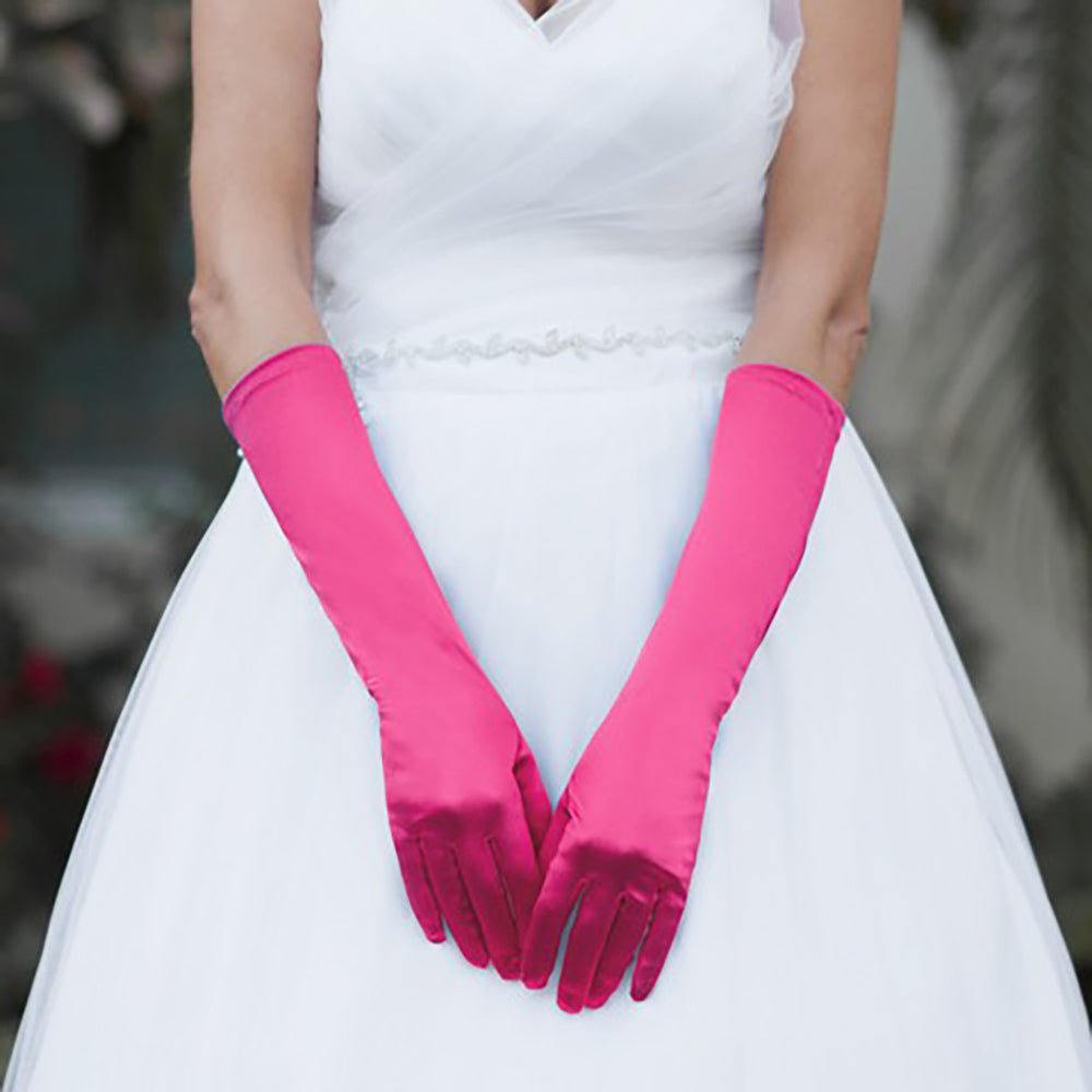 Medium Satin Wedding Gloves - Luzilly Bridal & Apparel