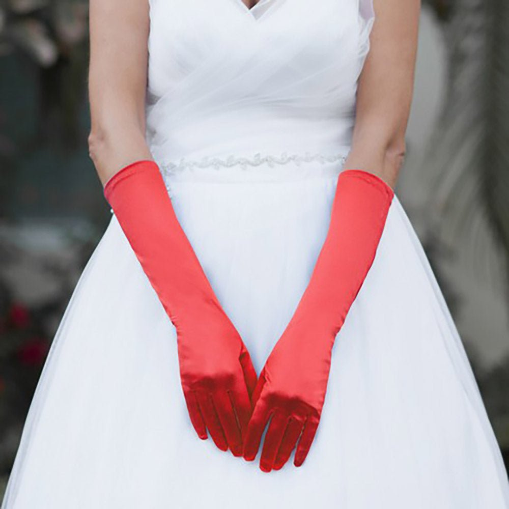 Medium Satin Wedding Gloves - Luzilly Bridal & Apparel