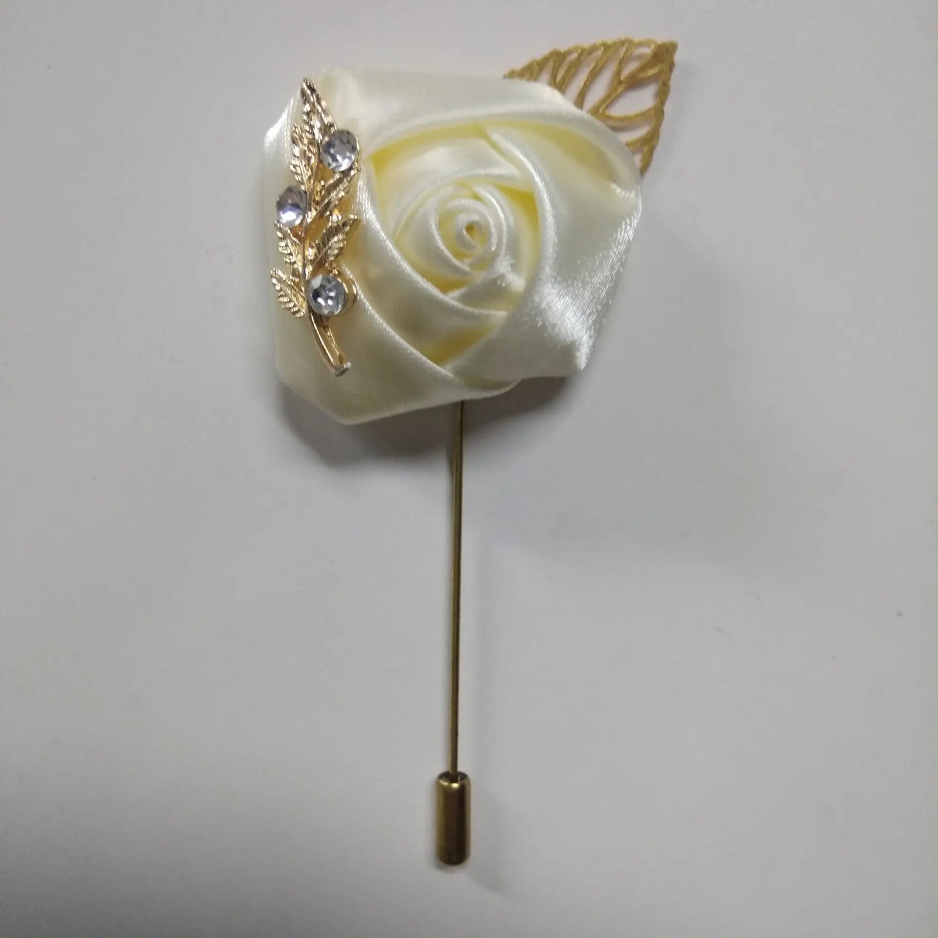 Meldel Groom Boutonniere Men Wedding Witness Brooch Silk Rose Boutonniere Man Corsage Pins Wedding Boutonniere Flower Prom Party - Luzilly Bridal & Apparel