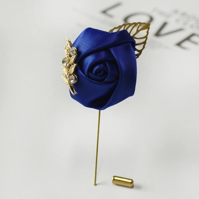 Meldel Groom Boutonniere Men Wedding Witness Brooch Silk Rose Boutonniere Man Corsage Pins Wedding Boutonniere Flower Prom Party - Luzilly Bridal & Apparel