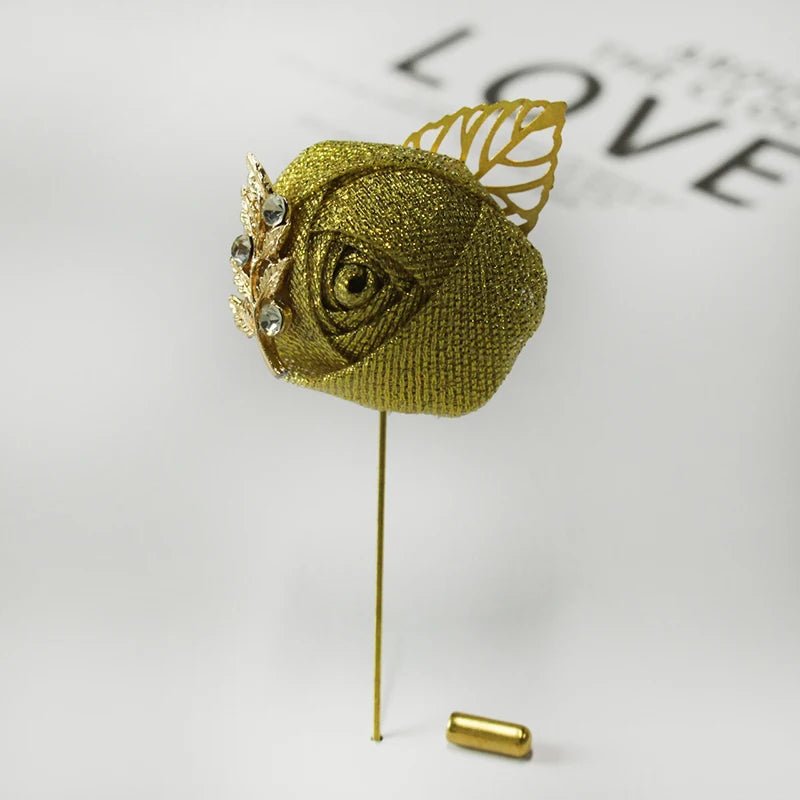 Meldel Groom Boutonniere Men Wedding Witness Brooch Silk Rose Boutonniere Man Corsage Pins Wedding Boutonniere Flower Prom Party - Luzilly Bridal & Apparel