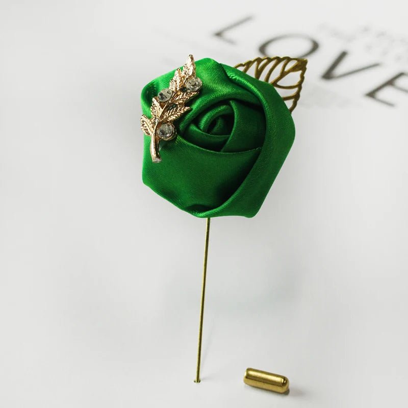Meldel Groom Boutonniere Men Wedding Witness Brooch Silk Rose Boutonniere Man Corsage Pins Wedding Boutonniere Flower Prom Party - Luzilly Bridal & Apparel