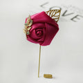 Meldel Groom Boutonniere Men Wedding Witness Brooch Silk Rose Boutonniere Man Corsage Pins Wedding Boutonniere Flower Prom Party - Luzilly Bridal & Apparel