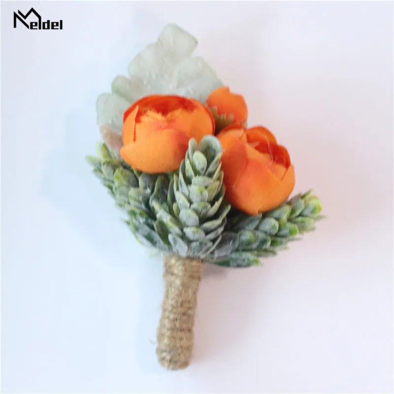 Meldel Rose Bud Wrist Corsage Hand Flower Man Boutonniere Artificial Tea Rose Silk Wrist Bracelet Bridesmaid Wedding Prom Brooch - Luzilly Bridal & Apparel