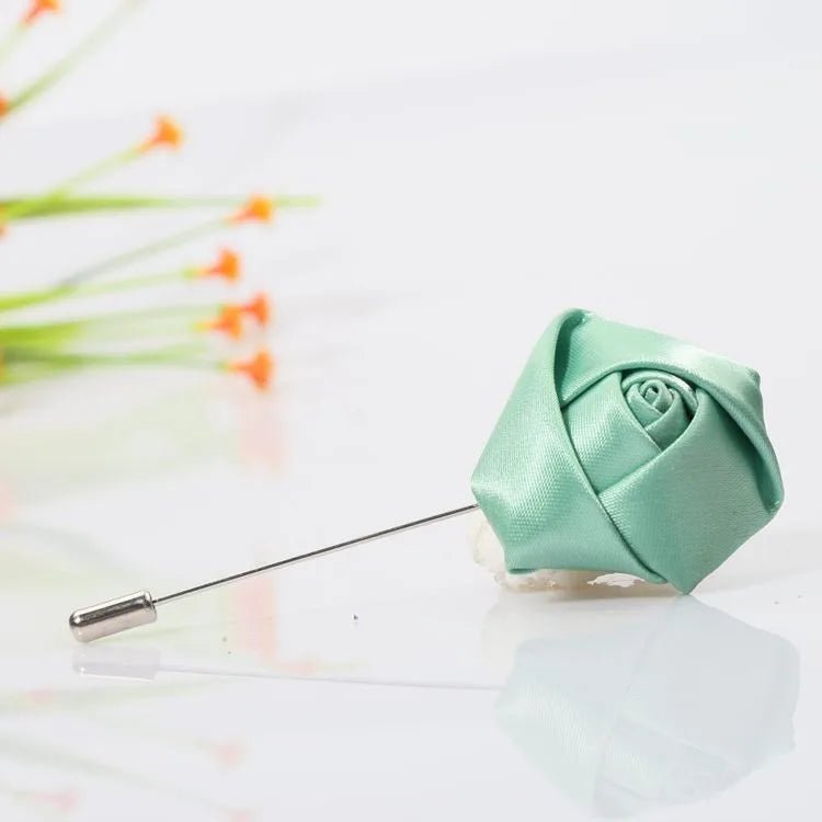 Men Boutonnieres for Wedding Groom Corsage Lapel Pins Ribbon Roses Flower Mensuit Buttonhole Brooch Marriage Accessories - Luzilly Bridal & Apparel