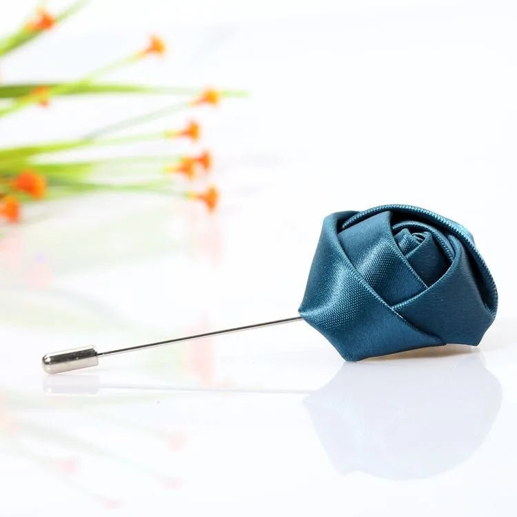 Men Boutonnieres for Wedding Groom Corsage Lapel Pins Ribbon Roses Flower Mensuit Buttonhole Brooch Marriage Accessories - Luzilly Bridal & Apparel