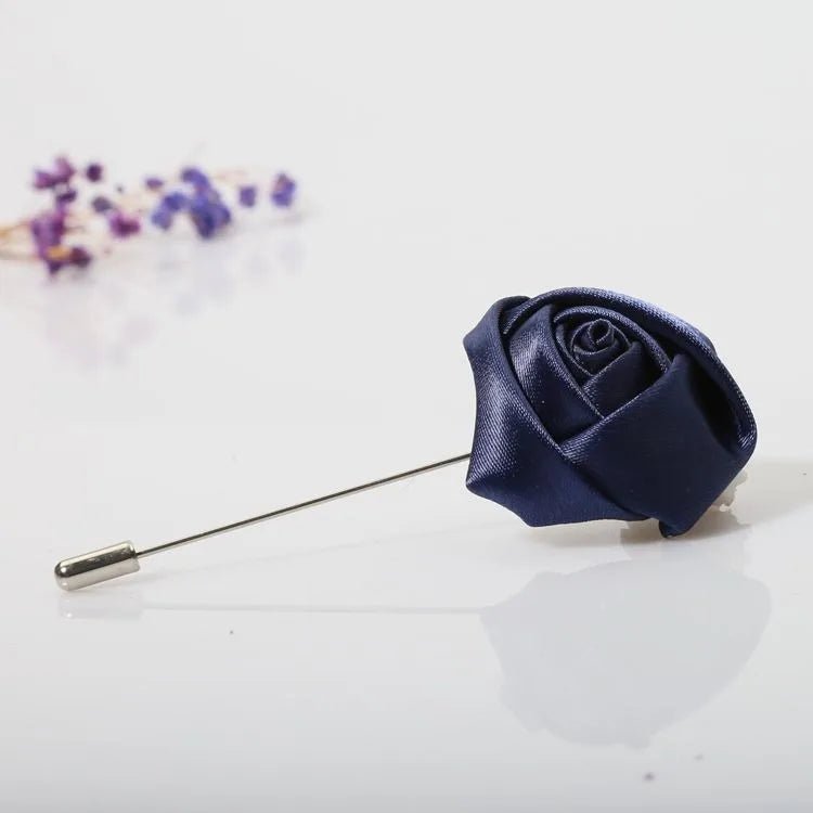 Men Boutonnieres for Wedding Groom Corsage Lapel Pins Ribbon Roses Flower Mensuit Buttonhole Brooch Marriage Accessories - Luzilly Bridal & Apparel