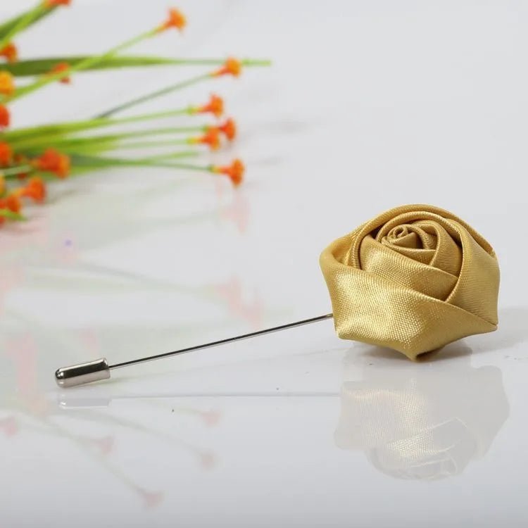 Men Boutonnieres for Wedding Groom Corsage Lapel Pins Ribbon Roses Flower Mensuit Buttonhole Brooch Marriage Accessories - Luzilly Bridal & Apparel