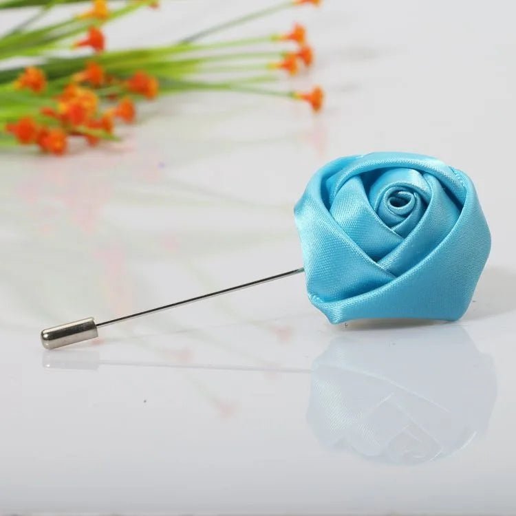 Men Boutonnieres for Wedding Groom Corsage Lapel Pins Ribbon Roses Flower Mensuit Buttonhole Brooch Marriage Accessories - Luzilly Bridal & Apparel