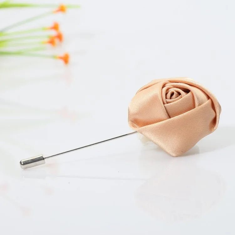 Men Boutonnieres for Wedding Groom Corsage Lapel Pins Ribbon Roses Flower Mensuit Buttonhole Brooch Marriage Accessories - Luzilly Bridal & Apparel