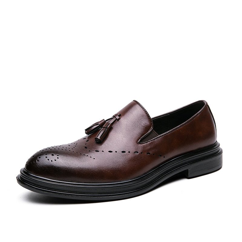 Men Dress Shoes Genuine Leather Brogue Shoes Man Business Casual Leather Oxford Shoes Dance Party Wedding Formal Shoes Male - Luzilly Bridal & Apparel