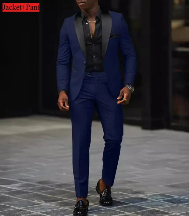 Men Formal Slim Fit Tuxedo Prom Suit Male Groom Wedding Blazers High Quality Groomsman Luxury Dress Business Banquet Party Suit - Luzilly Bridal & Apparel