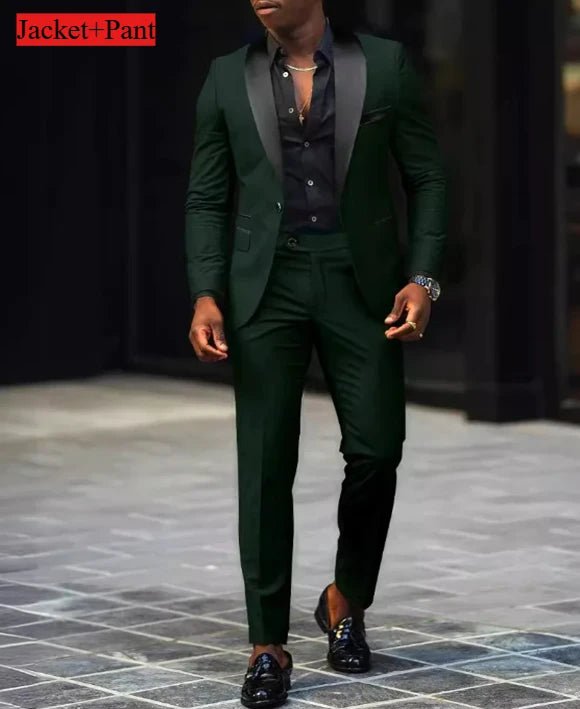 Men Formal Slim Fit Tuxedo Prom Suit Male Groom Wedding Blazers High Quality Groomsman Luxury Dress Business Banquet Party Suit - Luzilly Bridal & Apparel