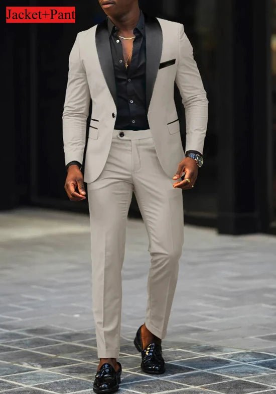 Men Formal Slim Fit Tuxedo Prom Suit Male Groom Wedding Blazers High Quality Groomsman Luxury Dress Business Banquet Party Suit - Luzilly Bridal & Apparel