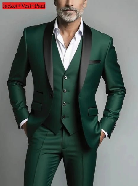 Men Formal Slim Fit Tuxedo Prom Suit Male Groom Wedding Blazers High Quality Groomsman Luxury Dress Business Banquet Party Suit - Luzilly Bridal & Apparel