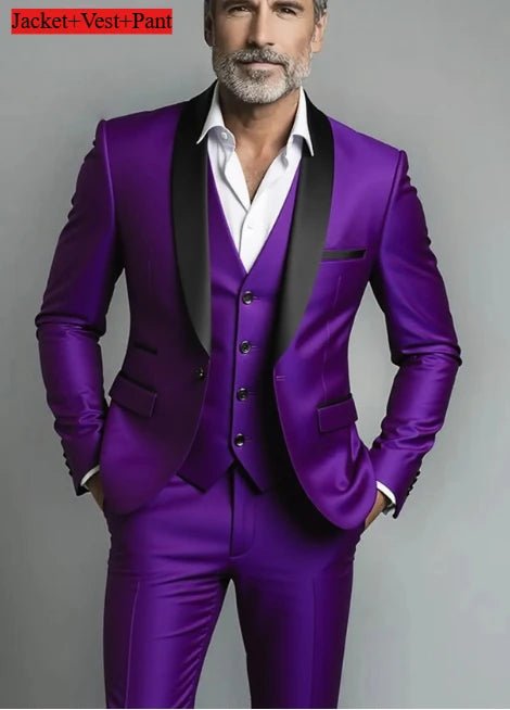 Men Formal Slim Fit Tuxedo Prom Suit Male Groom Wedding Blazers High Quality Groomsman Luxury Dress Business Banquet Party Suit - Luzilly Bridal & Apparel