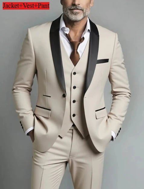 Men Formal Slim Fit Tuxedo Prom Suit Male Groom Wedding Blazers High Quality Groomsman Luxury Dress Business Banquet Party Suit - Luzilly Bridal & Apparel