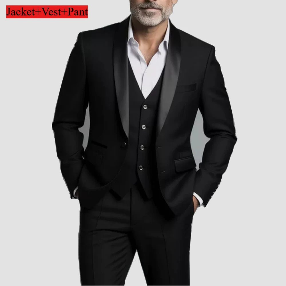Men Formal Slim Fit Tuxedo Prom Suit Male Groom Wedding Blazers High Quality Groomsman Luxury Dress Business Banquet Party Suit - Luzilly Bridal & Apparel