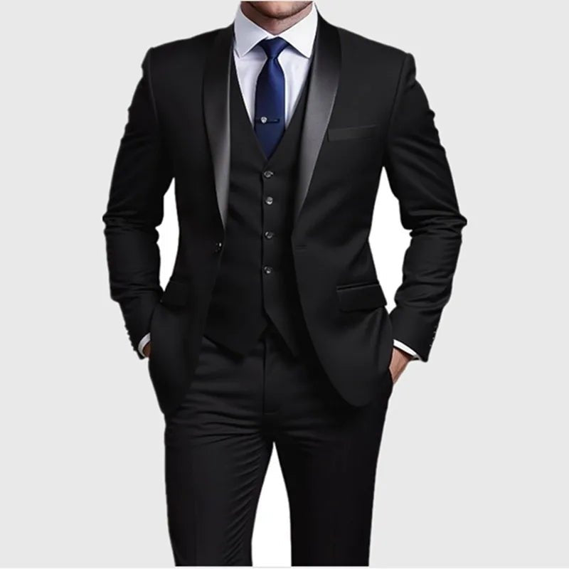 Men Formal Slim Fit Tuxedo Prom Suit Male Groom Wedding Blazers High Quality Groomsman Luxury Dress Business Banquet Party Suit - Luzilly Bridal & Apparel