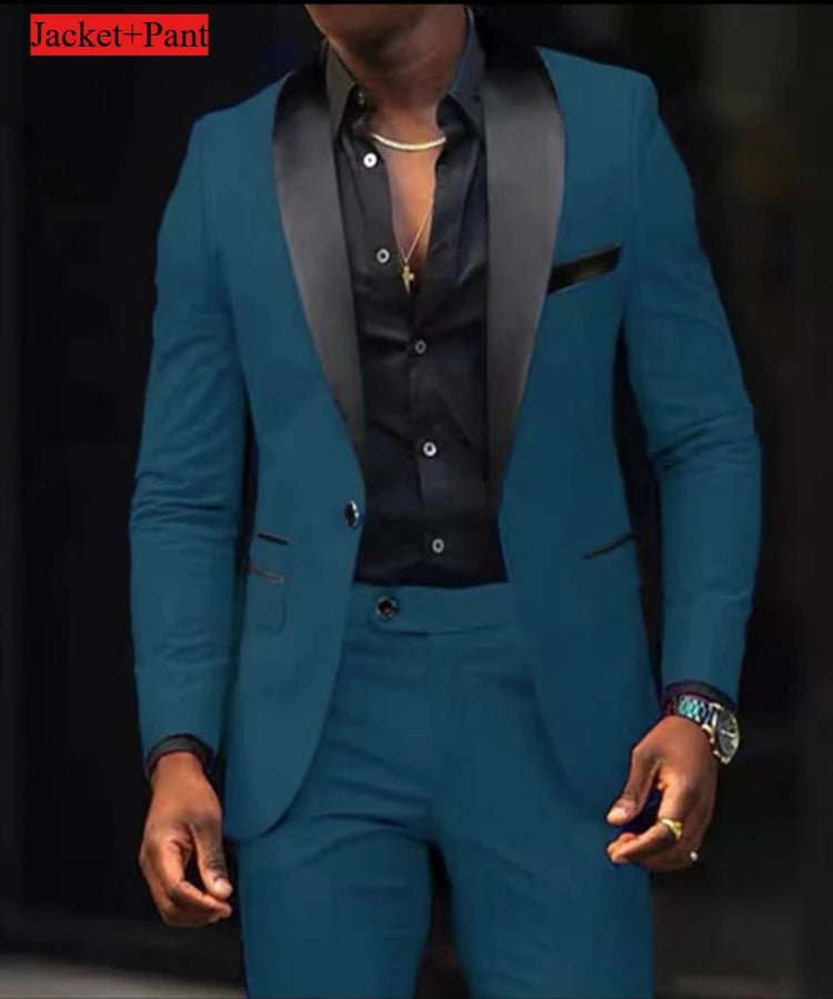 Men Formal Slim Fit Tuxedo Prom Suit Male Groom Wedding Blazers High Quality Groomsman Luxury Dress Business Banquet Party Suit - Luzilly Bridal & Apparel