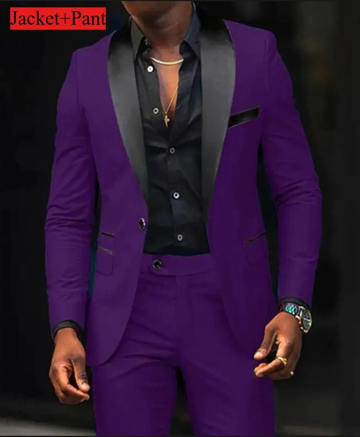 Men Formal Slim Fit Tuxedo Prom Suit Male Groom Wedding Blazers High Quality Groomsman Luxury Dress Business Banquet Party Suit - Luzilly Bridal & Apparel