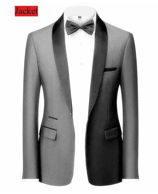 Men Formal Slim Fit Tuxedo Prom Suit Male Groom Wedding Blazers High Quality Groomsman Luxury Dress Business Banquet Party Suit - Luzilly Bridal & Apparel