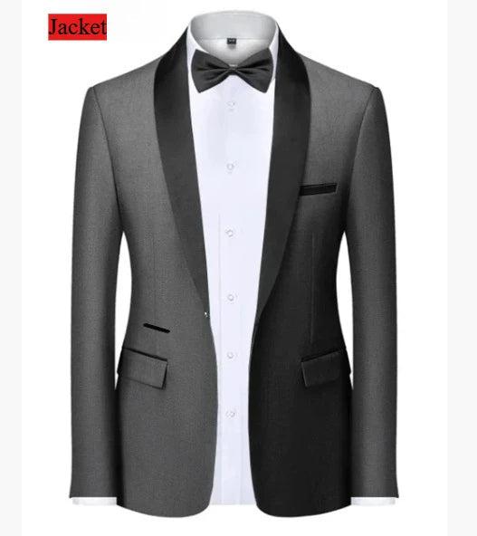 Men Formal Slim Fit Tuxedo Prom Suit Male Groom Wedding Blazers High Quality Groomsman Luxury Dress Business Banquet Party Suit - Luzilly Bridal & Apparel