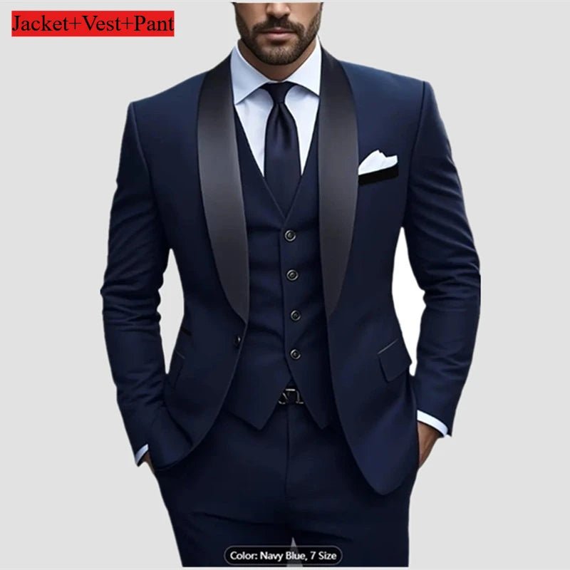 Men Formal Slim Fit Tuxedo Prom Suit Male Groom Wedding Blazers High Quality Groomsman Luxury Dress Business Banquet Party Suit - Luzilly Bridal & Apparel