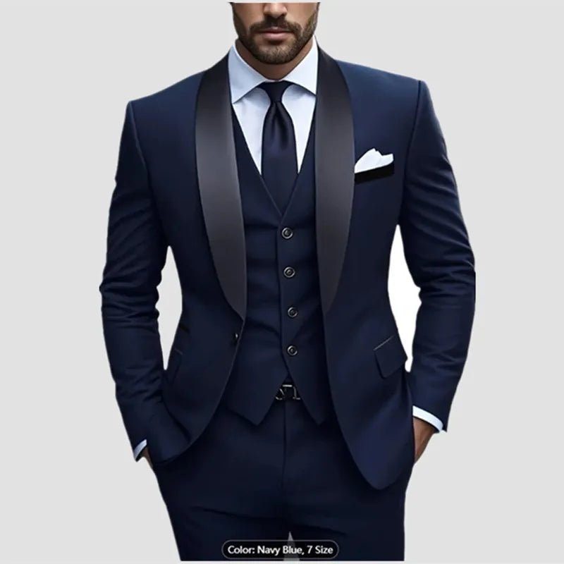 Men Formal Slim Fit Tuxedo Prom Suit Male Groom Wedding Blazers High Quality Groomsman Luxury Dress Business Banquet Party Suit - Luzilly Bridal & Apparel