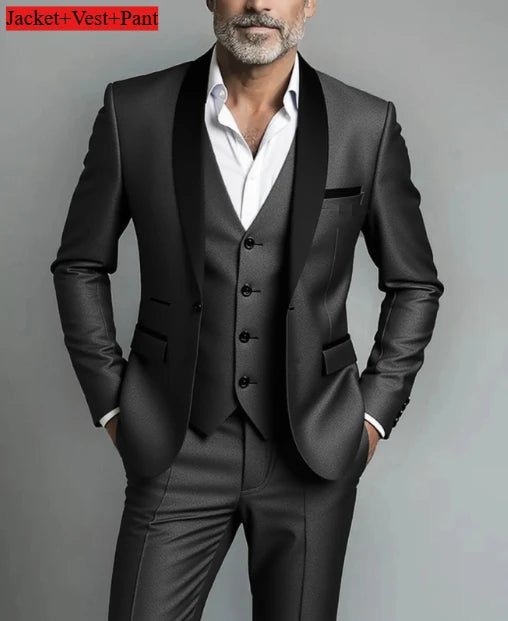 Men Formal Slim Fit Tuxedo Prom Suit Male Groom Wedding Blazers High Quality Groomsman Luxury Dress Business Banquet Party Suit - Luzilly Bridal & Apparel