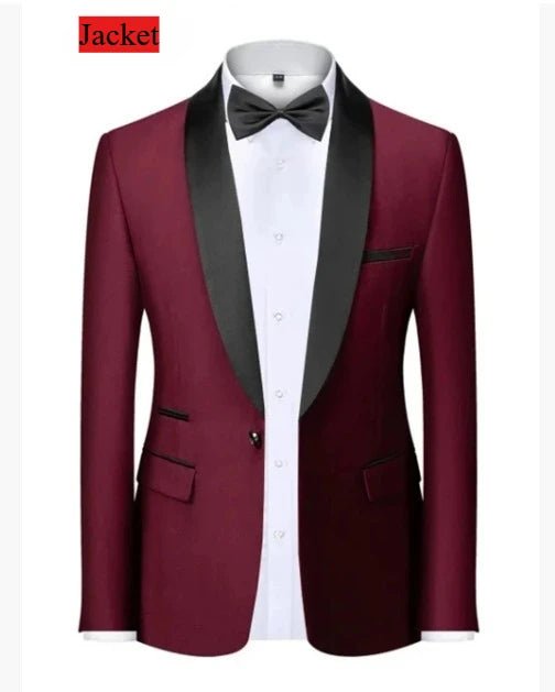Men Formal Slim Fit Tuxedo Prom Suit Male Groom Wedding Blazers High Quality Groomsman Luxury Dress Business Banquet Party Suit - Luzilly Bridal & Apparel