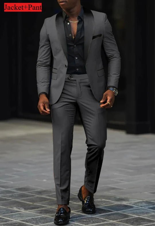 Men Formal Slim Fit Tuxedo Prom Suit Male Groom Wedding Blazers High Quality Groomsman Luxury Dress Business Banquet Party Suit - Luzilly Bridal & Apparel
