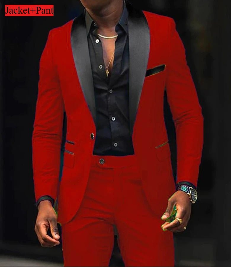 Men Formal Slim Fit Tuxedo Prom Suit Male Groom Wedding Blazers High Quality Groomsman Luxury Dress Business Banquet Party Suit - Luzilly Bridal & Apparel
