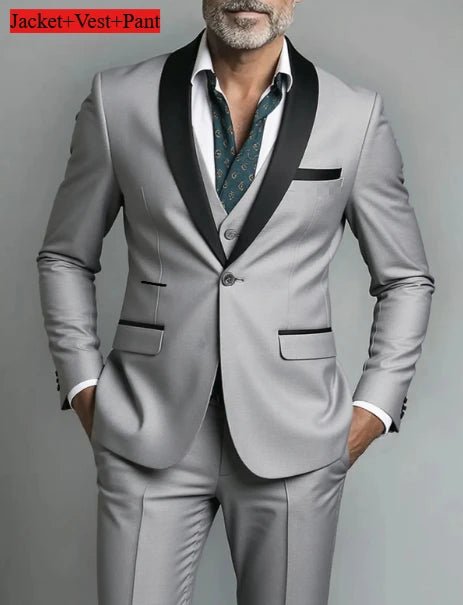 Men Formal Slim Fit Tuxedo Prom Suit Male Groom Wedding Blazers High Quality Groomsman Luxury Dress Business Banquet Party Suit - Luzilly Bridal & Apparel