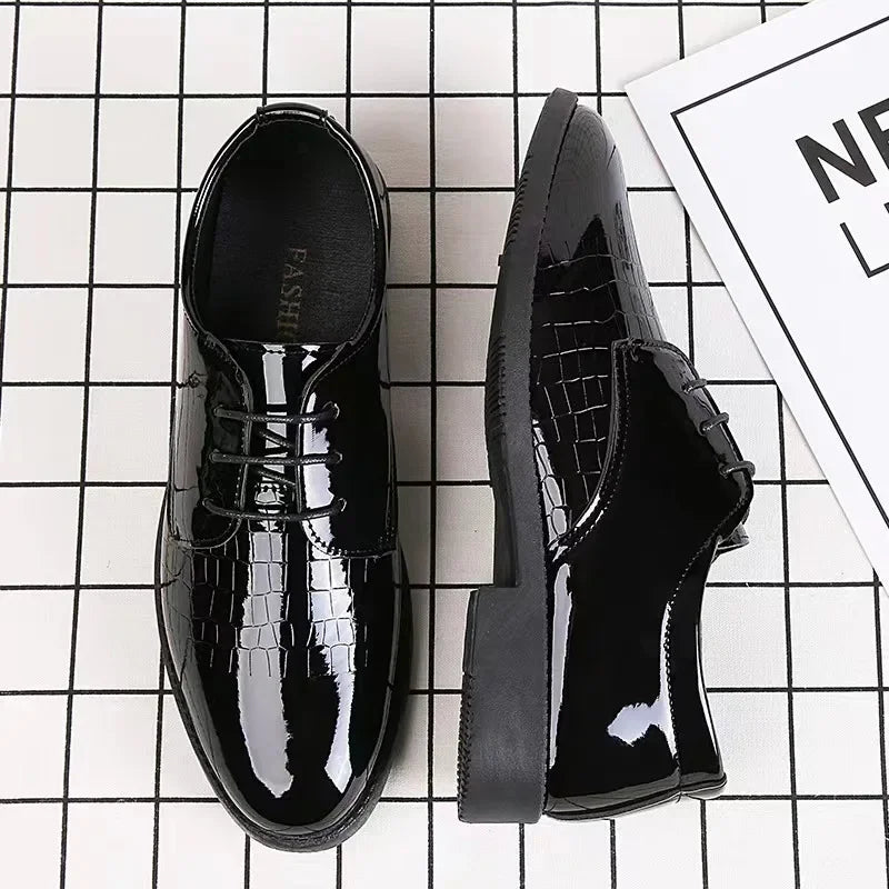 Men Leather Shoes Business Formal Fashion Leather Shoes Korean Style Casual Youth Versatile Men Leather Shoes - Luzilly Bridal & Apparel
